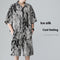 Conjunto de Playa para Hombre - Camisa Estampada y Pantalones Cortos Seda de Hielo Verano