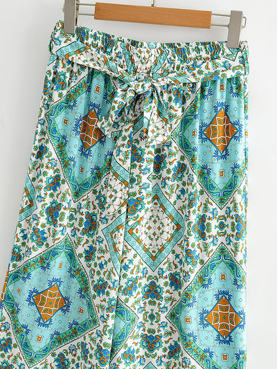Conjunto de Otoño para Mujer: Blusa Estampada de Manga Larga y Pantalón Ancho - Image 8