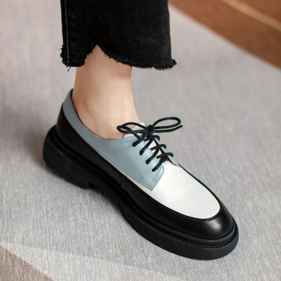Mocasines Blancos de Cuero Genuino con Plataforma y Cordones - Image 3