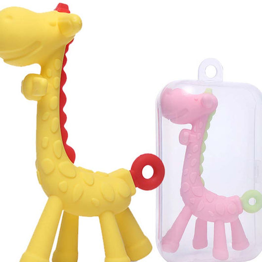 Mordedor de Silicona para Bebé Forma Jirafa con Palito Molar