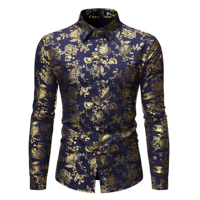 Camisa Casual de Hombre con Estampado Metalizado y Solapa - Image 7