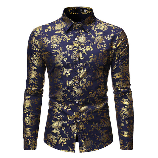 Camisa Casual de Hombre con Estampado Metalizado y Solapa - Image 7