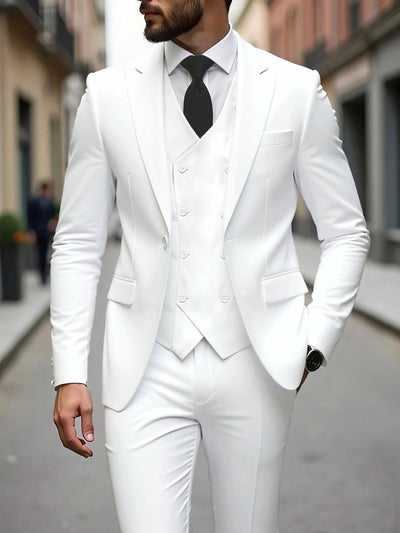 Traje de Negocios Tres Piezas Doble Botonadura para Hombre - Image 25