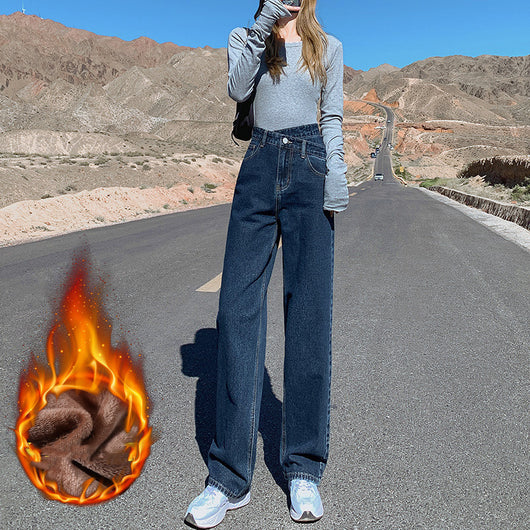 Pantalones Jeans Anchos de Talle Alto con Efecto Desgastado para Mujer - Image 4