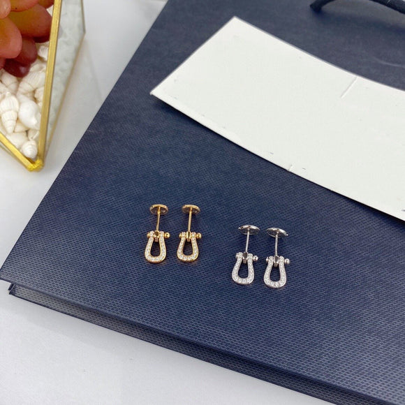 Aretes Herradura de Plata Esterlina 925 con Cierre de Presión