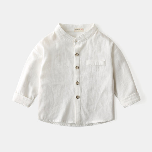 Camisa de Cuello Mao Niño Colores Sólidos - Image 11