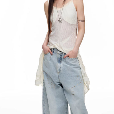Jeans de Trabajo Pesado para Mujer con Detalles Vintage Estampados - Image 14