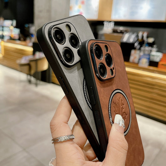 Funda Magnética para Celular en Cuero de Cordero con Diseño de Hoja de Arce - Image 21