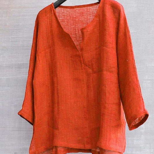 Camisa de Manga Larga Escote en V Estilo Chino para Hombre