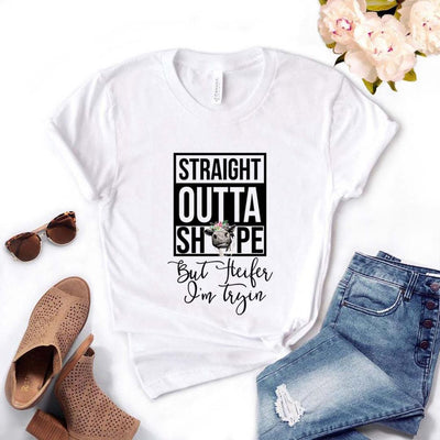 Playera Estampada Ajustada de Cuello Redondo Manga Corta