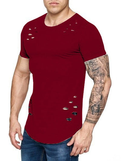 Camiseta Holgada Básica para Hombre con Detalles Rotos - Tallas Grandes - Image 9