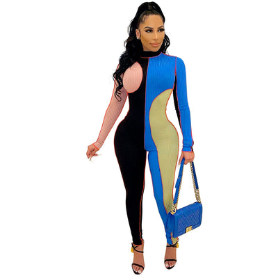 Jumpsuit Slim Ajustado de Manga Larga con Bloques de Color - Image 7
