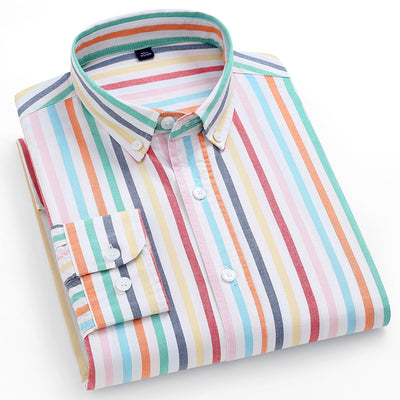 Camisa Oxford de Algodón a Rayas Antirruga para Hombre - Image 18