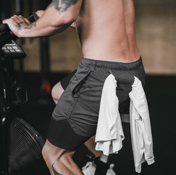 Shorts Jogger Masculino 2 em 1 - Esportivo com Bolsos Escondidos e Zíper de Segurança
