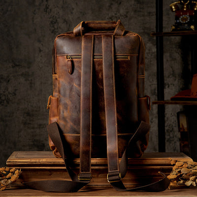 Mochila de Cuero Vintage para Viajes y Aventuras al Aire Libre - Image 9