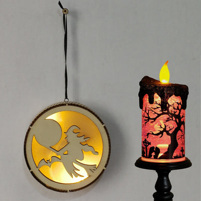 Colgante LED de Madera para Halloween - Decoración Calada a Láser - Image 23