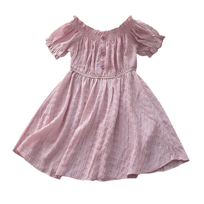 Vestido Infantil de Gasa con Cuello de Encaje y Manga Corta - Image 8