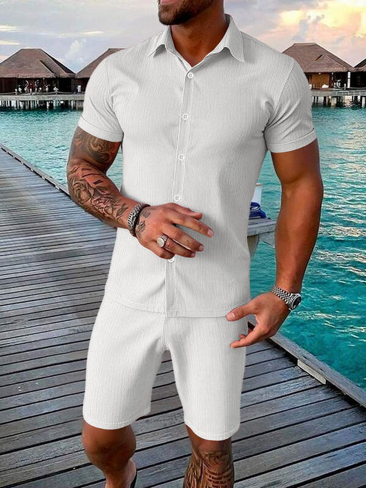 Conjunto Casual de Camisa y Shorts para Hombre - Image 19