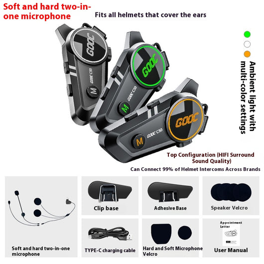 Intercomunicador Inalámbrico para Casco Motociclista Resistente al Agua - Image 8