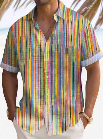 Camisa de Rayas para Hombre - Manga Corta Estilo Playa - Image 17