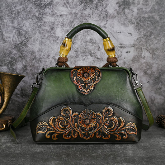 Bolso Crossbody de Cuero con Grabado Retro y Cierre Magnético - Image 3