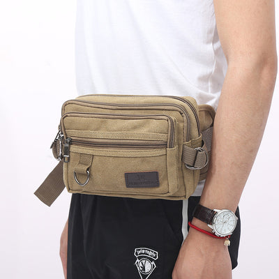 Riñonera de Lona con 4 Bolsillos para Hombre - Bolsa de Cintura Ajustable para Viajes y Actividades Outdoor - Image 4