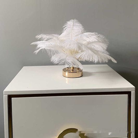 Lámpara de Mesa Táctil con Plumas Naturales - Iluminación Decorativa Premium - Image 7
