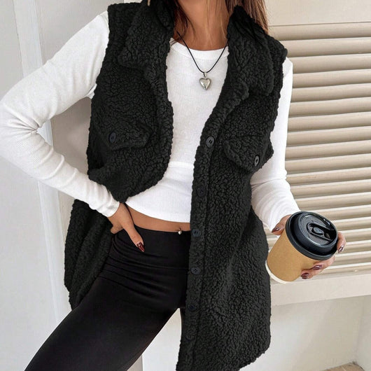 Chaleco Cardigan de Botones Abiertos en Felpa Premium - Image 9