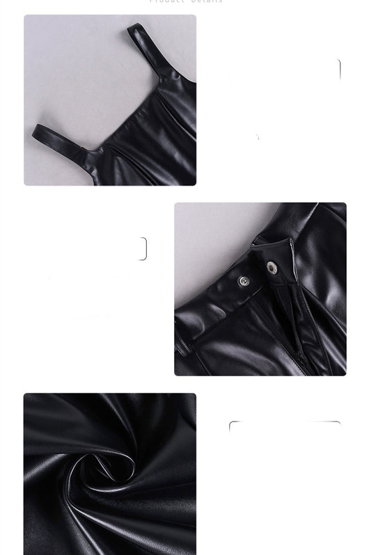 Conjunto de Dos Piezas: Chaleco Crop y Pantalón de Cuero - Image 6