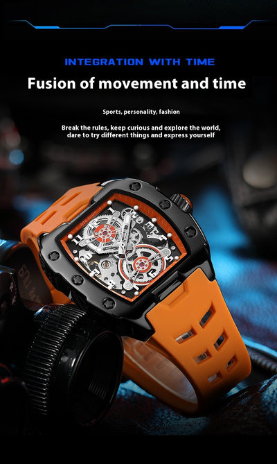 Reloj Deportivo Mecánico Resistente al Agua Diseño Cilíndrico para Hombre - Image 15
