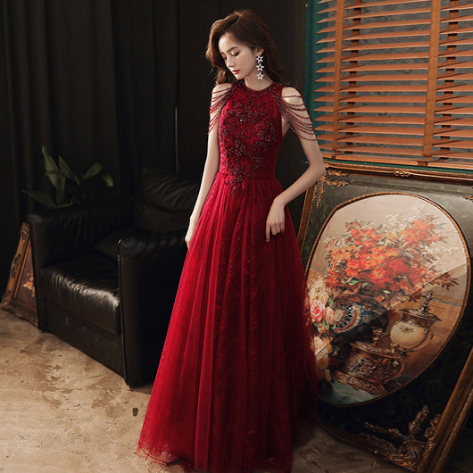 Vestido de Noche Elegante con Flecos para Fiesta y Compromiso