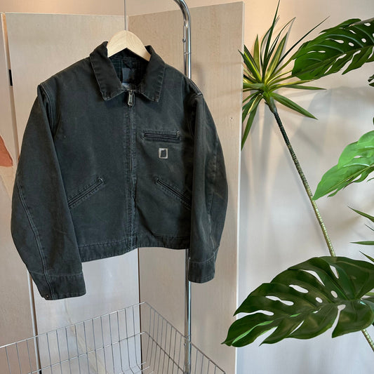 Chaqueta de Cuero con Cierre Tooling Corta y Ancha para Hombre