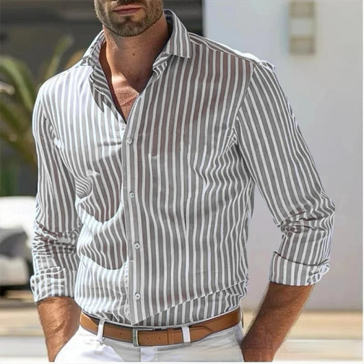Camisa Manga Larga a Rayas Slim Fit para Hombre - Image 6