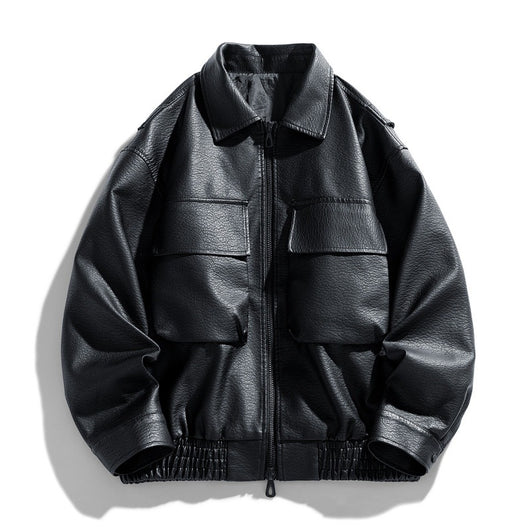 Chaqueta de Cuero PU Estilo Americano para Hombre con Cierre Doble - Image 5