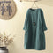 Vestido Cómodo Coreano de Color Sólido con Mangas Tres Cuartos