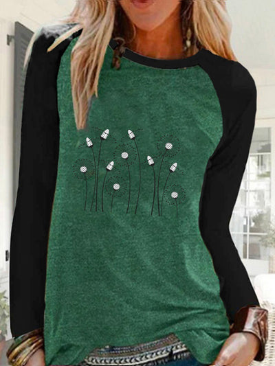 Camiseta Estampada de Cuello Redondo y Manga Larga para Mujer - Image 6
