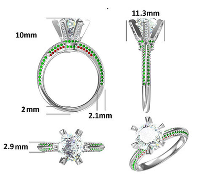 Anillo de Diamante Moissanita Chapado en Oro Blanco Plata S925 para Mujer - Image 7