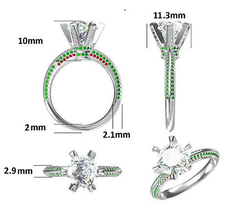 Anillo de Diamante Moissanita Chapado en Oro Blanco Plata S925 para Mujer - Image 7