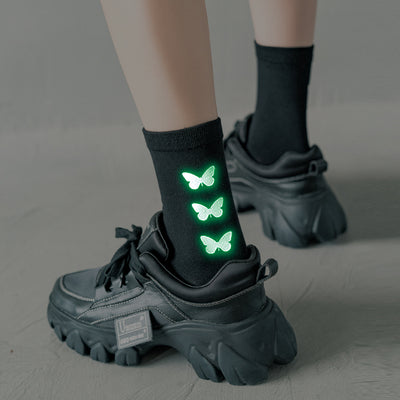 Calcetines Tubo Mariposa Luminosa para Mujer - Negros - Image 7