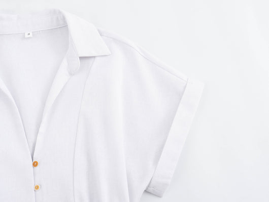 Vestido Camisero Midi de Lino Mezclado - Diseño Suelto y Versátil para Mujer - Image 12