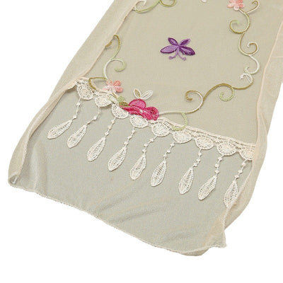 Pañuelo Floral Doble Capa con Bordado y Flecos para Mujer - Image 5