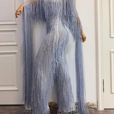 Falda de Danza Latina con Flecos de Diamantes y Malla Elástica - Image 7