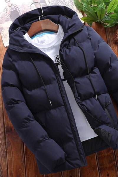 Abrigo Acolchado con Capucha para Hombre - Colores Sólidos - Image 22