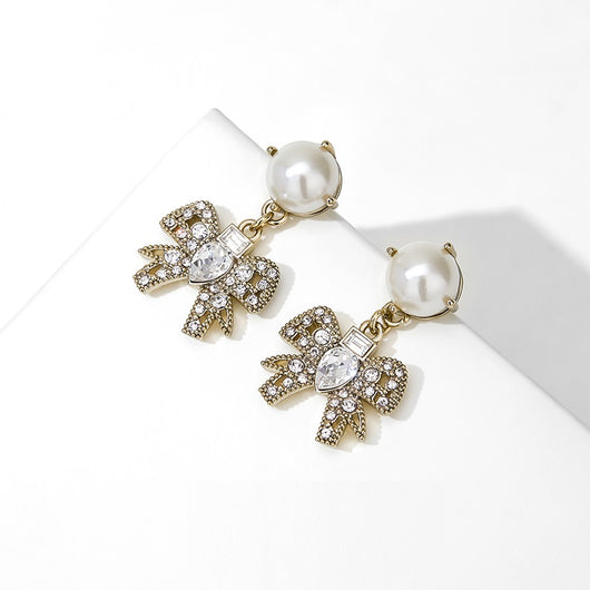 Aretes Vintage de Perla con Moño - Elegancia Premium - Image 4