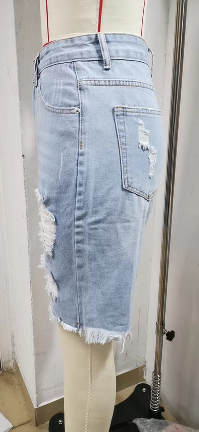Shorts de Mezclilla Rotos con Bordes Deshilachados para Mujer - Image 11