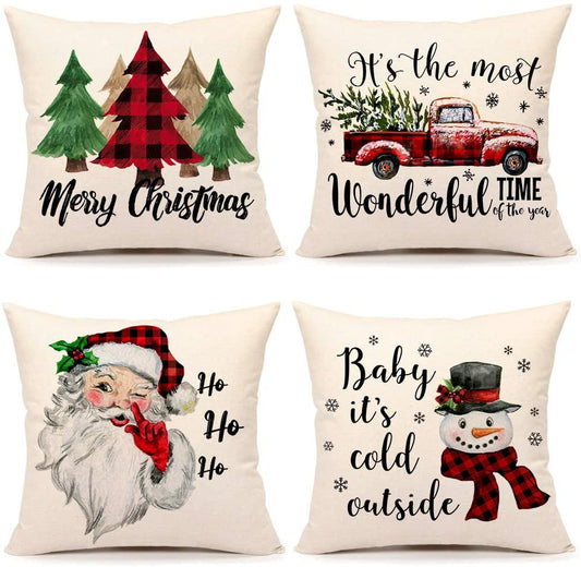 Funda de Almohada Navideña Papá Noel en Lino para Sofá - Image 2