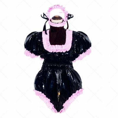 Traje de Sirvienta PVC Brillante Negro con Cierre Completo - Image 3