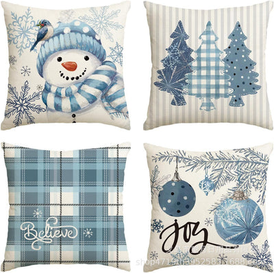 Set de 4 Fundas de Cojines Navideños Muñeco de Nieve y Reno 18x18 Pulgadas - Image 12