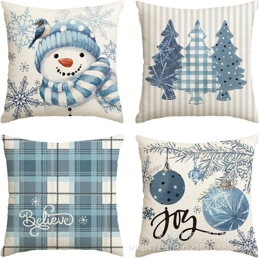Set de 4 Fundas de Cojines Navideños Muñeco de Nieve y Reno 18x18 Pulgadas - Image 12