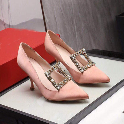 Tacones Altos Elegantes con Punta Cuadrada y Hebilla Brillante - Image 12